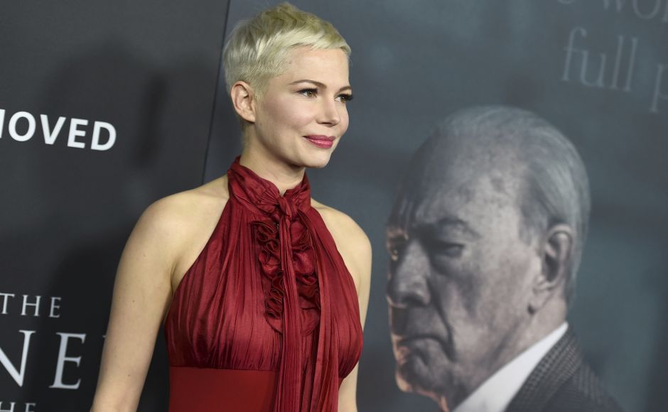 Michelle Williams on the red carpet of the world premiere for All the Money in the World. AP Michelle Williams on the red carpet of the world premiere for All the Money in the World. AP